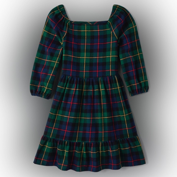 The Children’s Place Girls Matching Family Plaid Flannel Tiered Dress - Green - Picture 3 of 12